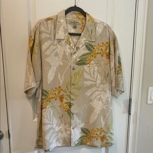 Tommy Bahama Silk Shirt with Yellow Floral Design